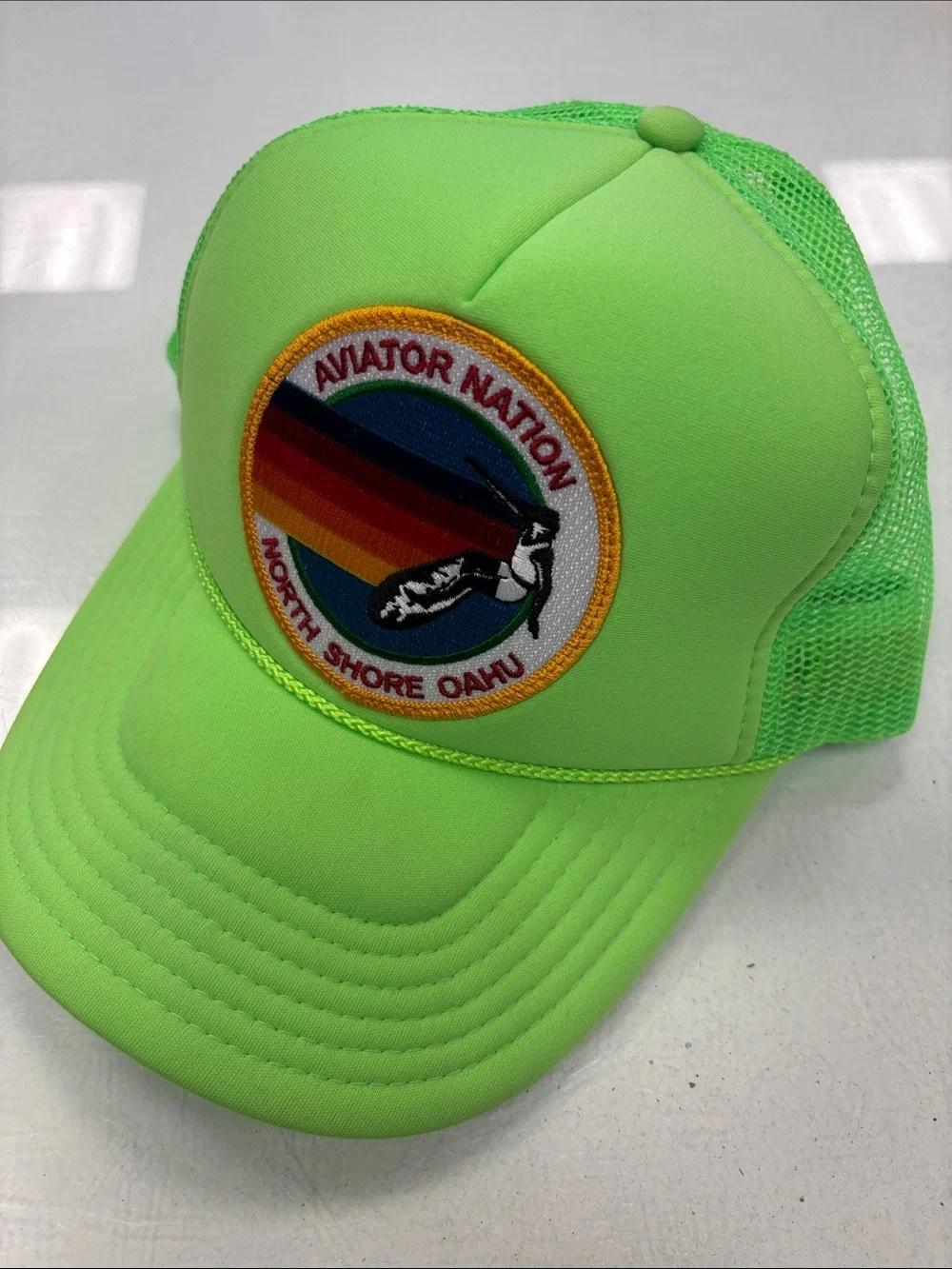 Aviator Nation Neon Lime Trucker Hat Surf Patch